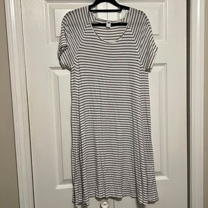 White and black stripe T-shirt dress